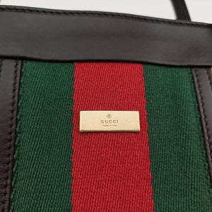 Pre-owned Gucci Sherry Line beige×Black×Red×Green canvas×leather 002.11 handbag | stylenewstar