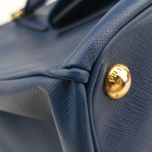 Pre-owned Prada Galleria front pocket Blue SAFFIANO Leather BN2674 shoulderbag | stylenewstar