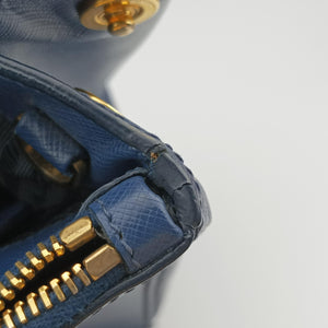 Vintage Prada Galleria front pocket Blue SAFFIANO Leather BN2674 shoulderbag | stylenewstar