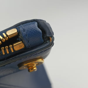 Pre-owned Prada Galleria front pocket Blue SAFFIANO Leather BN2674 shoulderbag | stylenewstar