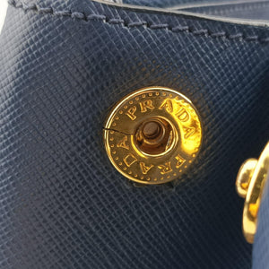 Vintage Prada Galleria front pocket Blue SAFFIANO Leather BN2674 shoulderbag | stylenewstar