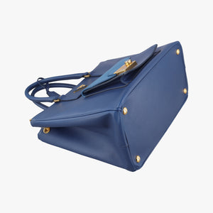 Pre-owned Prada Galleria front pocket Blue SAFFIANO Leather BN2674 shoulderbag | stylenewstar