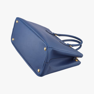 Pre-owned Prada Galleria front pocket Blue SAFFIANO Leather BN2674 shoulderbag | stylenewstar