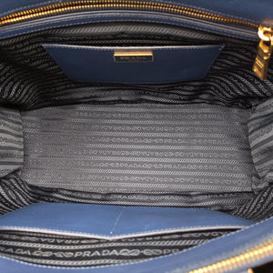 Pre-owned Prada Galleria front pocket Blue SAFFIANO Leather BN2674 shoulderbag | stylenewstar