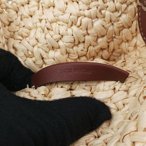 Pre-owned Fendi Croissant Crochet Beige straw 8BR790 shoulderbag | stylenewstar