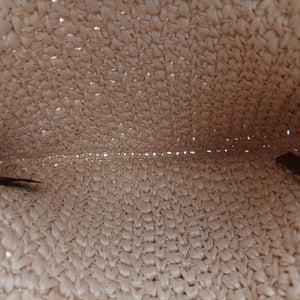 Pre-owned Fendi Croissant Crochet Beige straw 8BR790 shoulderbag | stylenewstar