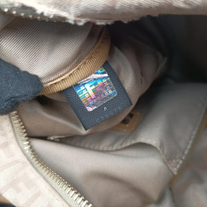 Pre-owned Fendi Zucchino Forever Bauletto beige canvas 8BL063 handbag | stylenewstar