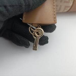 Pre-owned Fendi Zucchino Forever Bauletto beige canvas 8BL063 handbag | stylenewstar