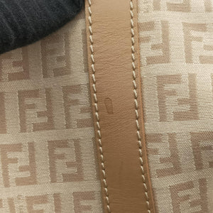 Pre-owned Fendi Zucchino Forever Bauletto beige canvas 8BL063 handbag | stylenewstar