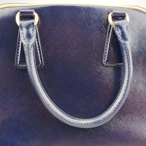 Pre-owned Prada Pyramid Navy×Green Patent handbag | stylenewstar