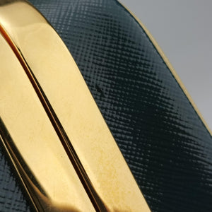 Pre-owned Prada Pyramid Navy×Green Patent handbag | stylenewstar