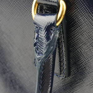 Pre-owned Prada Pyramid Navy×Green Patent handbag | stylenewstar