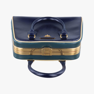 Pre-owned Prada Pyramid Navy×Green Patent handbag | stylenewstar