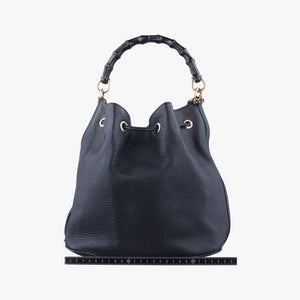 Pre-owned Gucci Bamboo Fringe Tassel Bucket Black Leather 387613 shoulderbag | stylenewstar