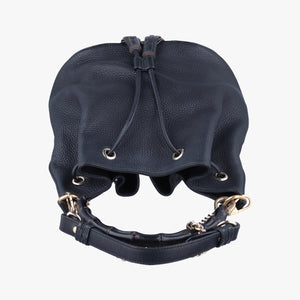 Pre-owned Gucci Bamboo Fringe Tassel Bucket Black Leather 387613 shoulderbag | stylenewstar