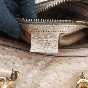 Pre-owned Gucci Ostrich Sumila Tote beige Ostrich Leather 269928 shoulderbag | stylenewstar