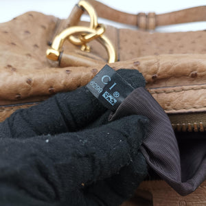 Pre-owned Gucci Ostrich Sumila Tote beige Ostrich Leather 269928 shoulderbag | stylenewstar