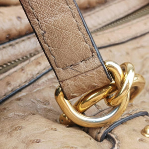 Pre-owned Gucci Ostrich Sumila Tote beige Ostrich Leather 269928 shoulderbag | stylenewstar