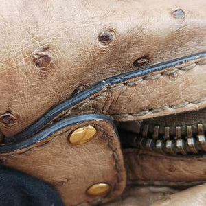 Pre-owned Gucci Ostrich Sumila Tote beige Ostrich Leather 269928 shoulderbag | stylenewstar