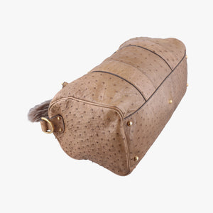 Pre-owned Gucci Ostrich Sumila Tote beige Ostrich Leather 269928 shoulderbag | stylenewstar