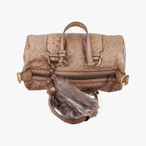 Pre-owned Gucci Ostrich Sumila Tote beige Ostrich Leather 269928 shoulderbag | stylenewstar