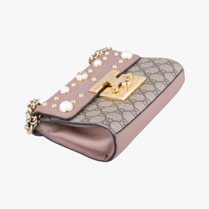 Pre-owned Gucci Padlock pink×beige PVC coated canvas×leather 432182 shoulderbag | stylenewstar