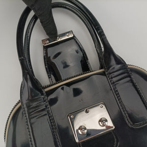 Vintage Miu Miu Double Zip Bowling Black patent handbag | stylenewstar