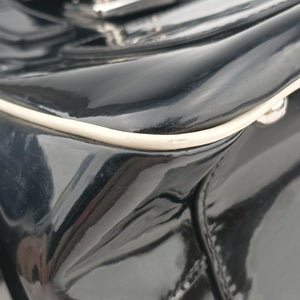 Vintage Miu Miu Double Zip Bowling Black patent handbag | stylenewstar