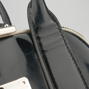 Vintage Miu Miu Double Zip Bowling Black patent handbag | stylenewstar
