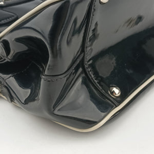 Vintage Miu Miu Double Zip Bowling Black patent handbag | stylenewstar