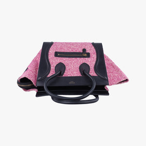 Pre-owned Celine Luggage Mini Shopper Pink x Black fabric×Leather handbag | stylenewstar