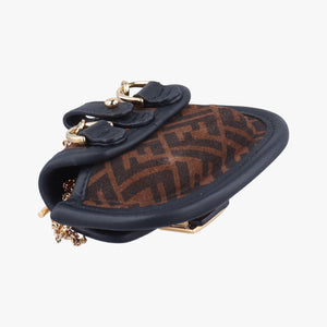 Pre-owned Fendi Zucca FF Airpods Pro Brown Suede shoulderbag | stylenewstar