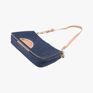 Pre-owned Christian Dior Marispearl Navy denim shoulderbag | stylenewstar