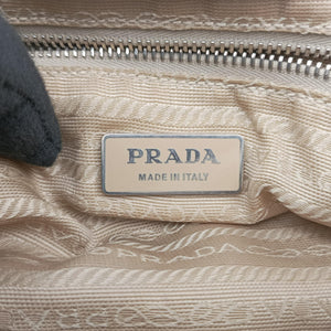 Pre-owned Prada Tessuto Beige×White nylon×leather shoulderbag | stylenewstar