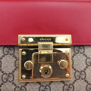 Pre-owned Gucci Padlock beige×red×pink PVC coated canvas 409487 shoulderbag | stylenewstar