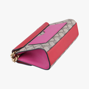 Pre-owned Gucci Padlock beige×red×pink PVC coated canvas 409487 shoulderbag | stylenewstar