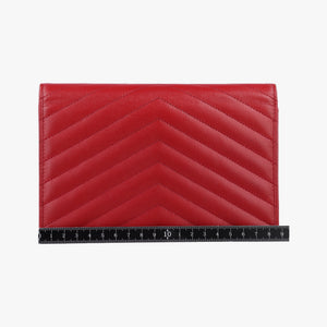 Pre-owned Yves Saint Laurent Cassandra Envelope Red Caviar Skin 393953 shoulderbag | stylenewstar