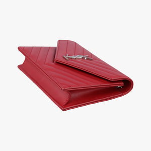 Pre-owned Yves Saint Laurent Cassandra Envelope Red Caviar Skin 393953 shoulderbag | stylenewstar