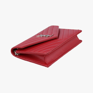 Pre-owned Yves Saint Laurent Cassandra Envelope Red Caviar Skin 393953 shoulderbag | stylenewstar