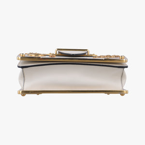Pre-owned Prada Astrology Cahier White×Black Saffiano leather×Leather shoulderbag | stylenewstar