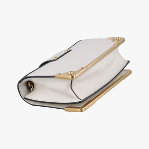 Pre-owned Prada Astrology Cahier White×Black Saffiano leather×Leather shoulderbag | stylenewstar