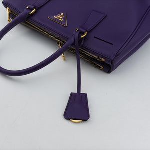 Pre-owned Prada Galleria Purple SAFFIANO Leather BN1801 handbag | stylenewstar