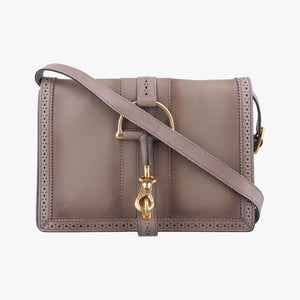Pre-owned Gucci Duilio Brogue Brown Leather 296902 shoulderbag | stylenewstar