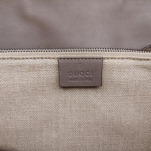 Pre-owned Gucci Duilio Brogue Brown Leather 296902 shoulderbag | stylenewstar