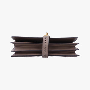 Pre-owned Gucci Duilio Brogue Brown Leather 296902 shoulderbag | stylenewstar