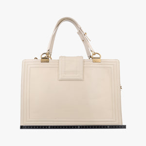 Vintage Chanel Jetsetter Boy Shopping White Leather A66714 shoulderbag | stylenewstar