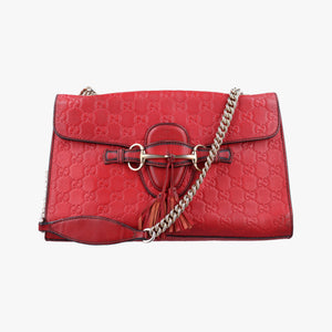 Pre-owned Gucci Emily Red Leather 295402 shoulderbag | stylenewstar