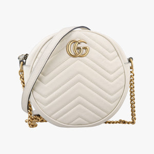 Pre-owned Gucci GG Marmont White Leather 550154 shoulderbag | stylenewstar