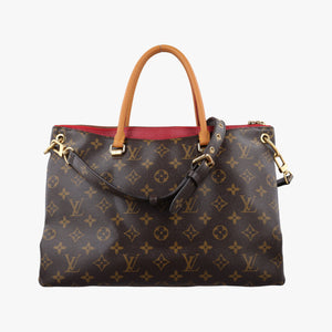 Pre-owned Louis Vuitton PALLAS brown×CERISE Monogram Canvas×calf leather M41175 shoulderbag | stylenewstar