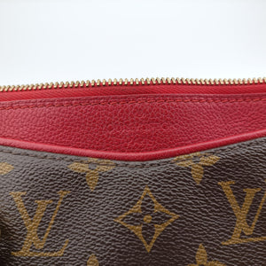 Pre-owned Louis Vuitton PALLAS brown×CERISE Monogram Canvas×calf leather M41175 shoulderbag | stylenewstar